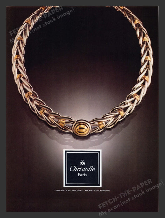 1989 Christofle Paris "Symphonie" Necklace Jewelry Print Advertisement Ad