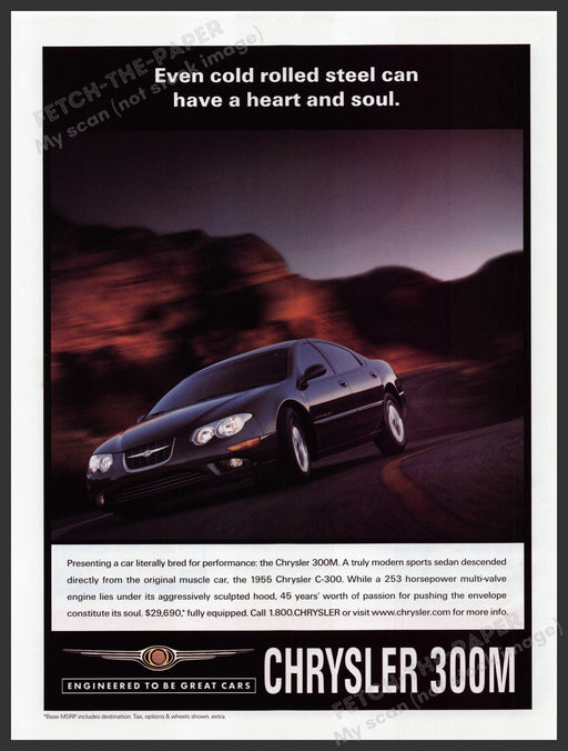 Chrysler 300M Car 1990s Print Advertisement Ad 1999 Heart & Soul Fetch the Paper!