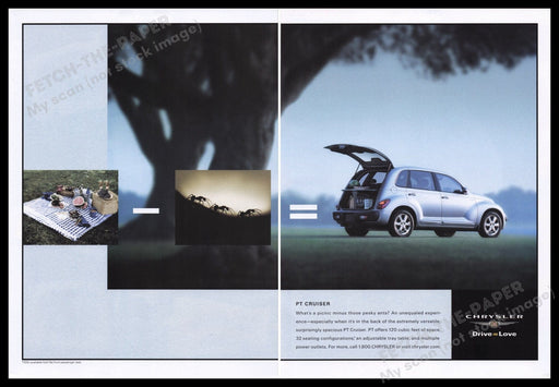 Chrysler PT Cruiser 2000s Print Advertisement (2 pages) 2002 Picnic Fetch the Paper!