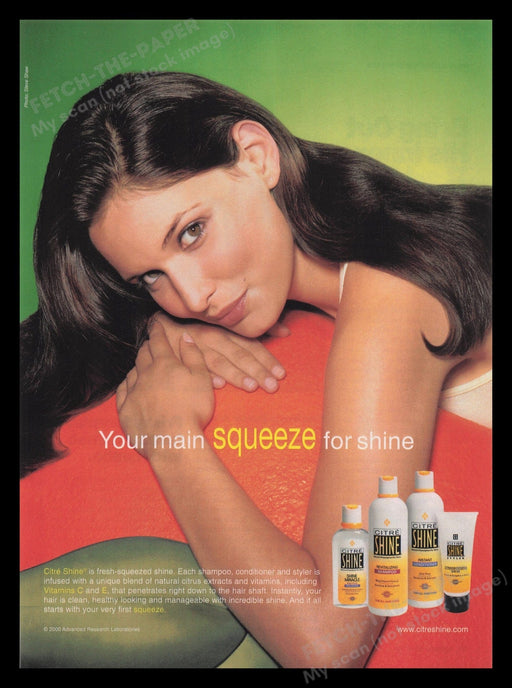 Citre Shine 2000s Print Advertisement Ad 2001 Hair Orange Peel Tan Fetch the Paper!