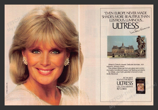 1986 Clairol Ultress Hair Color Linda Evans Print Advertisement (2 Pages)