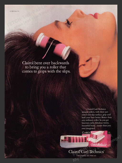 1990 Clairol Curl-Technics Rollers Curling System Print Advertisement Ad