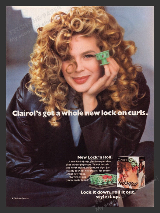 1990 Clairol Lock 'N Roll Hair Curling System Print Advertisement Ad