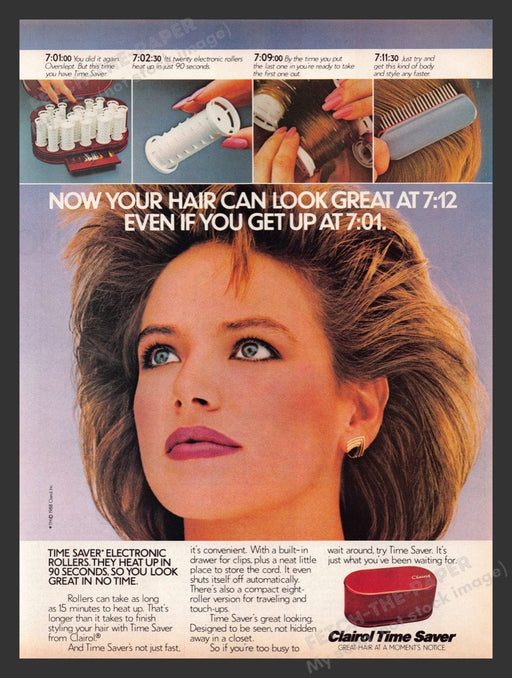 1988 Clairol Time Saver Electronic Hair Rollers Print Advertisement Ad
