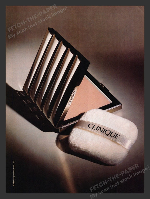 1987 Clinique Face Powder & Applicator Make UP Print Advertisement Ad