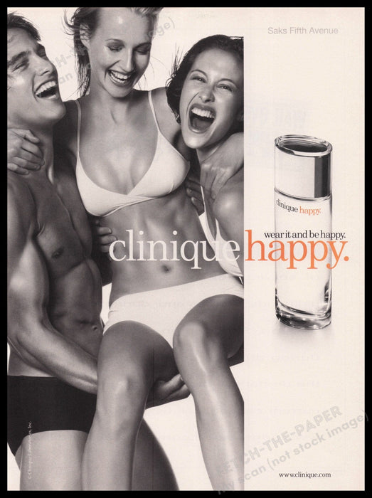 Clinique Happy 1990s Print Advertisement Ad 1999 Fetch the Paper!
