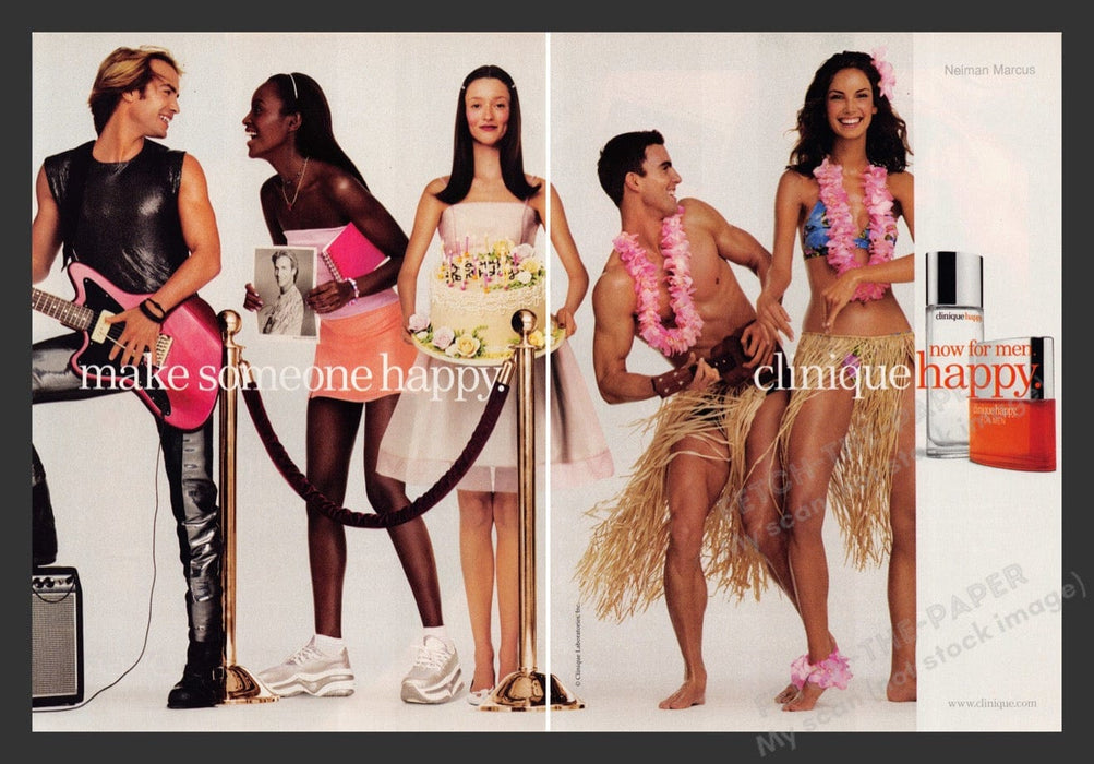 2000 Clinique Happy Group of People in Line Print Advertisement (2 Pages)