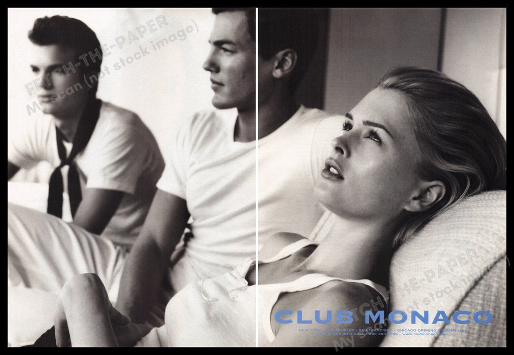 Club Monaco 1990s Print Advertisement (2 pages) 1998 Ashton Kutcher Fetch the Paper!