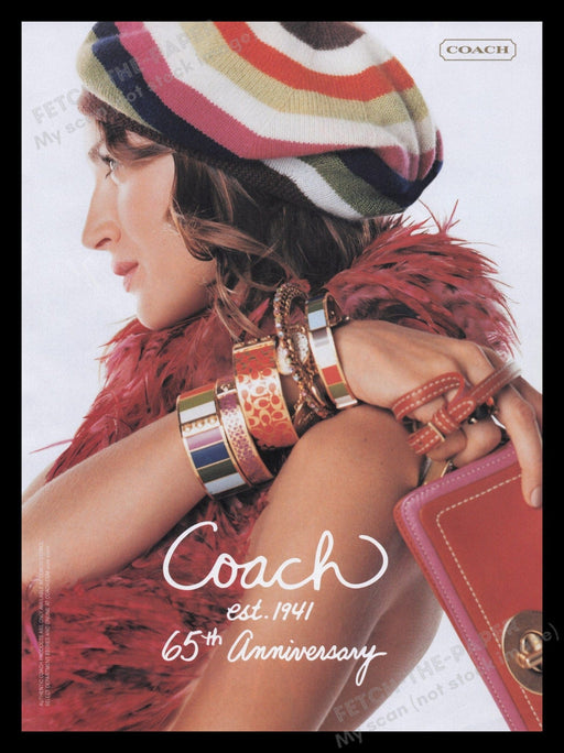 Coach 2000s Print Advertisement Ad 2007 65th Anniversary Bangles Clutch Hat Fetch the Paper!