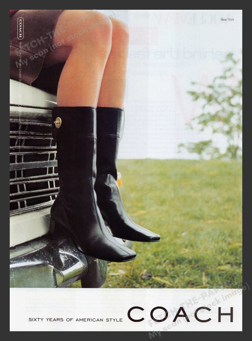 Coach Boots Girl Sitting on Truck Hood Legs 2000s Print Advertisement 2001 Fetch the Paper!