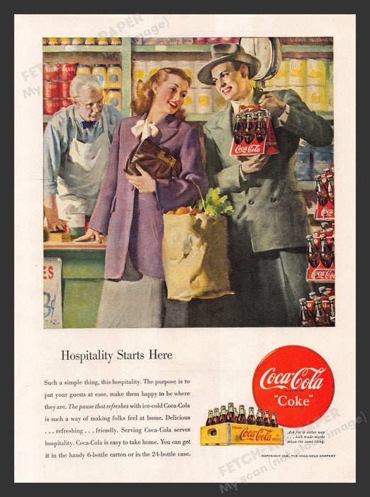 1948 Coca-Cola "Coke" Hospitality Woman Shopping Store Print Advertisement Ad