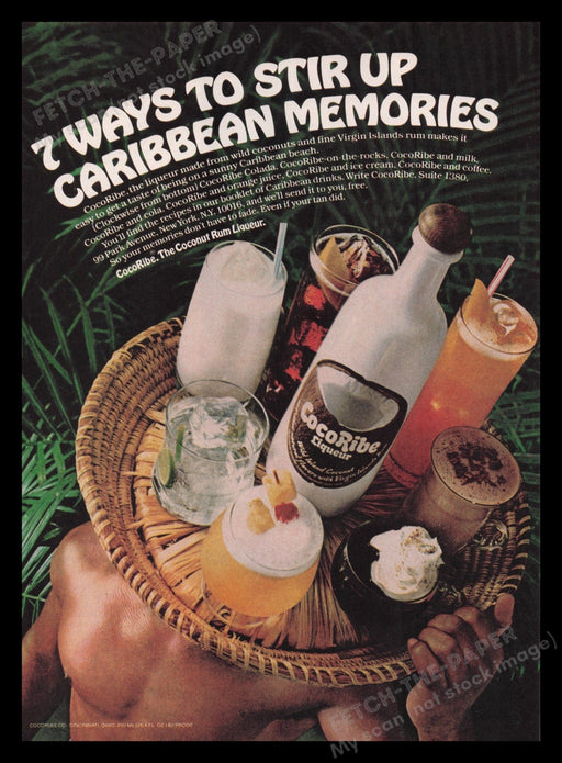 CocoRibe Rum Liqueur 1970s Print Advertisement Ad 1979 Caribbean Fetch the Paper!