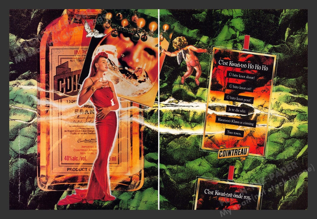 1989 Cointreau Cherub Forest Green Sexy Woman Print Advertisement (2 Pages)