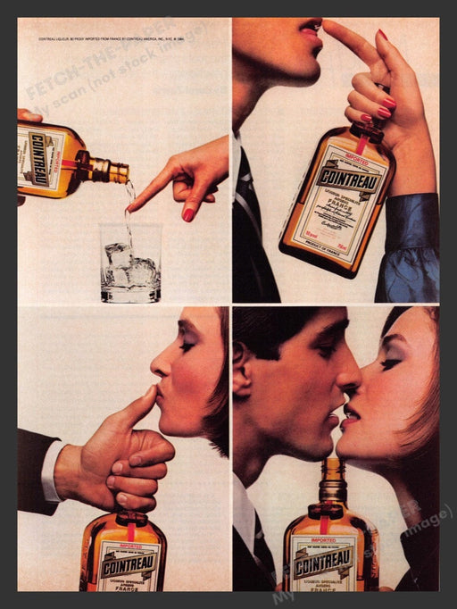 1984 Cointreau Couple Finger Kissing Print Advertisement Ad