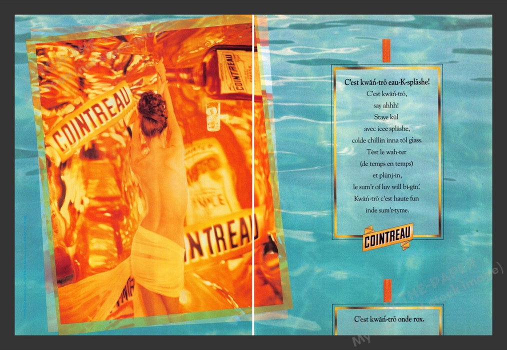1990 Cointreau French Sexy Nude Girl Print Advertisement (2 Pages)