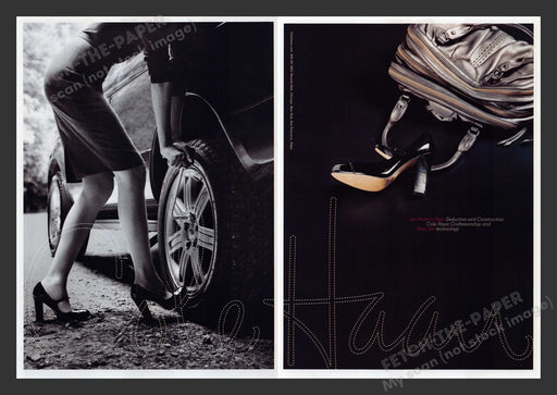 Cole Haan 2000s Print Advertisement (2 pages) 2007 Legs Tire Change Car Shoes Fetch the Paper!