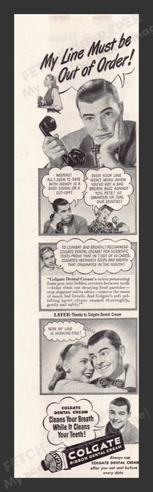 1948 Colgate Dental Cream Dating Phone Print Advertisement Ad