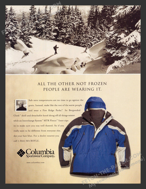 2001 Print Advertisement Columbia Sportswear Coat Clothing Ad.
