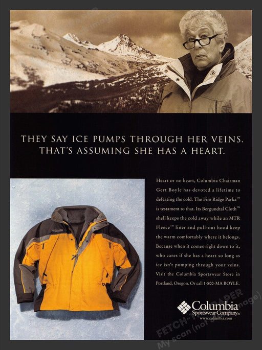 2000 Columbia Sportswear Gert Boyle Mountains Print Advertisement Ad