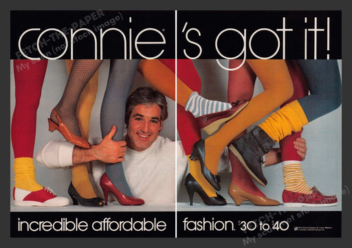 Connie Shoes Lots of Legs 1980s Print Advertisement Ad (2 pages) 1983 Fetch the Paper!