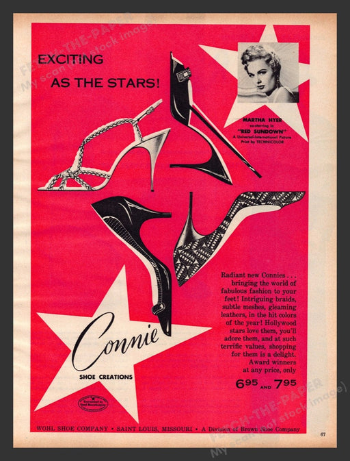 1956 Connie Shoes Martha Hyer Color Print Advertisement Ad