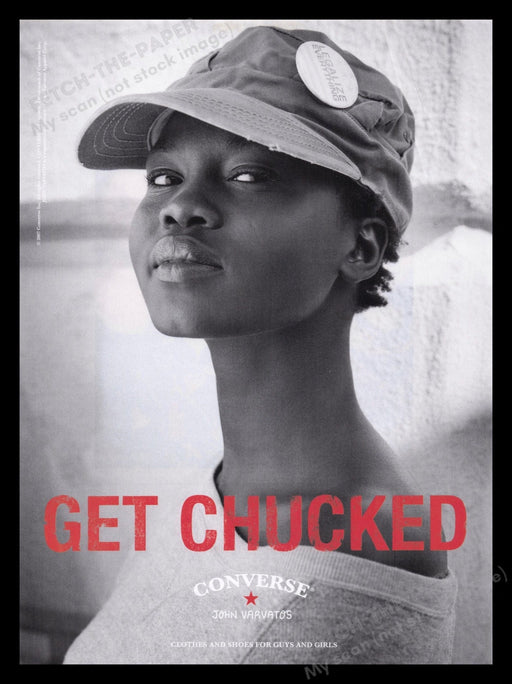 Converse 2000's Print Advertisement Ad 2007 Alek Wek Super Model "Get Chucked" Fetch the Paper!