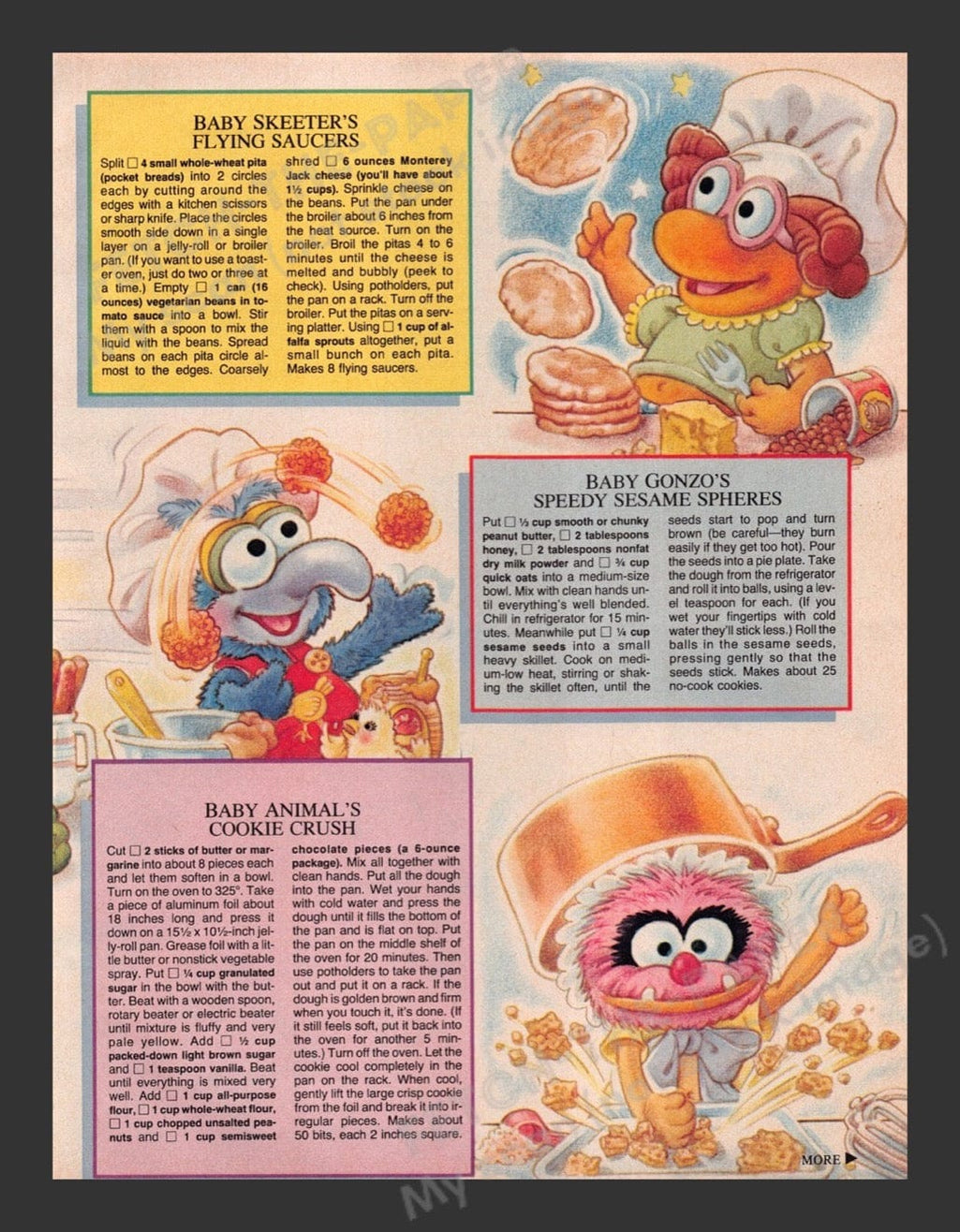 Cooking with the Muppet Babies 1985 Magazine Article Recipes — Fetch ...