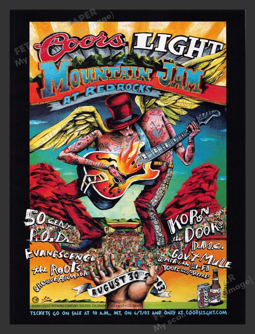 2003 Coors Light Beer Mountain Jam at Redrocks Print Advertisement Ad