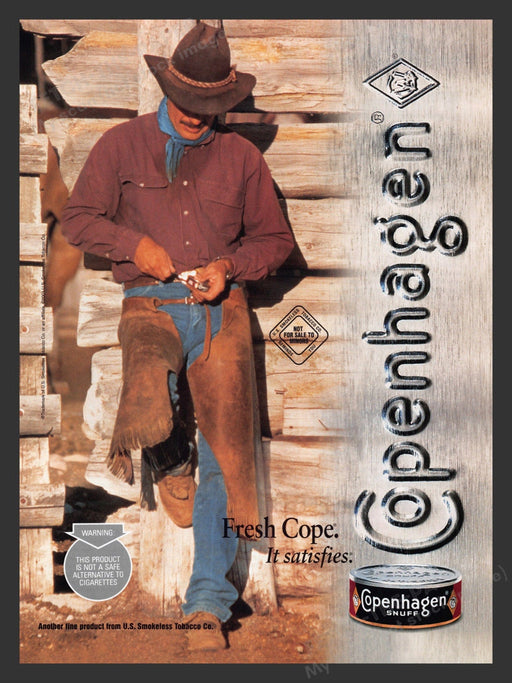 2001 Copenhagen Snuff Tobacco Cowboy Chaps Print Advertisement Ad.
