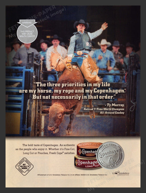 2003 Copenhagen Tobacco Ty Murray Bull Rider Print Advertisement Ad.