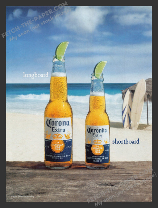 2005 Print Advertisement Corona Extra Shortboard Beach Surfing Alcohol Ad.
