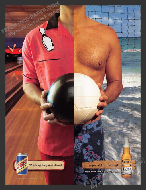 2005 Print Advertisement Corona Light Regular verses Tropic Duality Ad.
