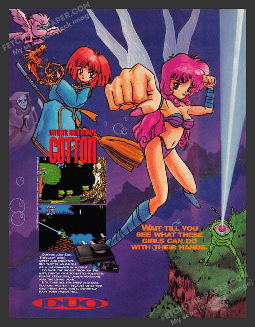 1993 Print Advertisement Cotton: Fantastic Night Dreams Video Game Ad.
