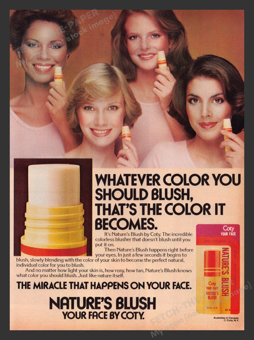 1979 Coty "Your Face" Nature's Blush Cosmetic Print Advertisement Ad