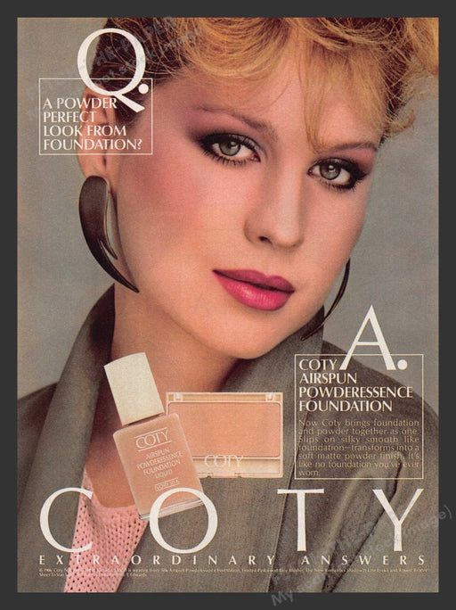 1987 Coty Airspun Powderessence Foundation Makeup Print Advertisement