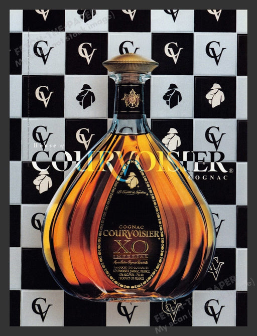 2002 Courvoisier Cognac Imperial XO Bottle Checkered Print Advertisement Ad