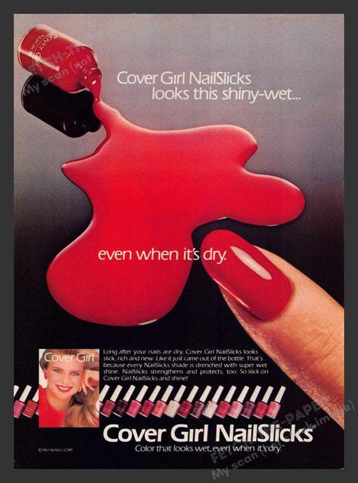 1983 Cover Girl NailSlicks Christie Brinkley Print Advertisement Ad