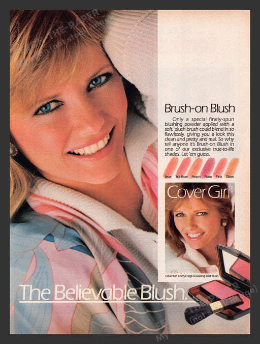 1986 Cover Girl Brush-on Blush Cheryl Tiegs Print Advertisement Ad