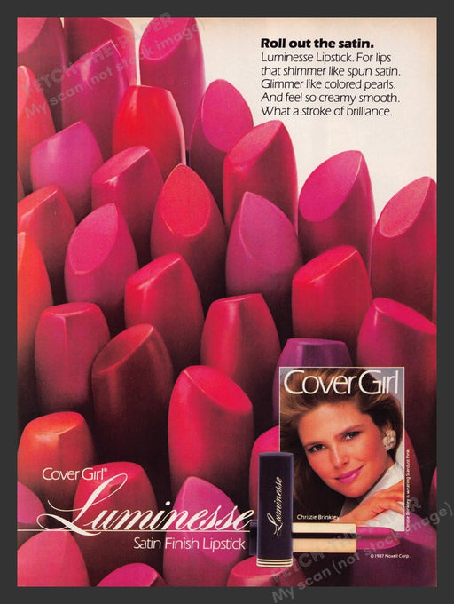 1987 Cover Girl Luminesse Lipstick Christie Brinkley Print Advertisement Ad