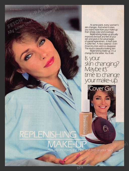 1987 Cover Girl Repleishing Makeup Jennifer O'Neil Print Advertisement