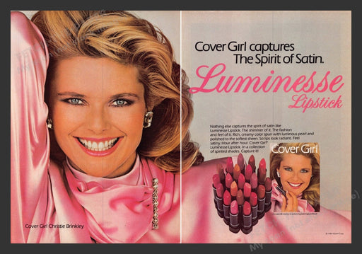 1984 Cover Girl Luminesse Christie Brinkley Print Advertisement (2 Pages)