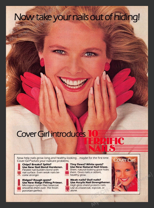 1984 Cover Girl Nails Christie Brinkley Print Advertisement Ad
