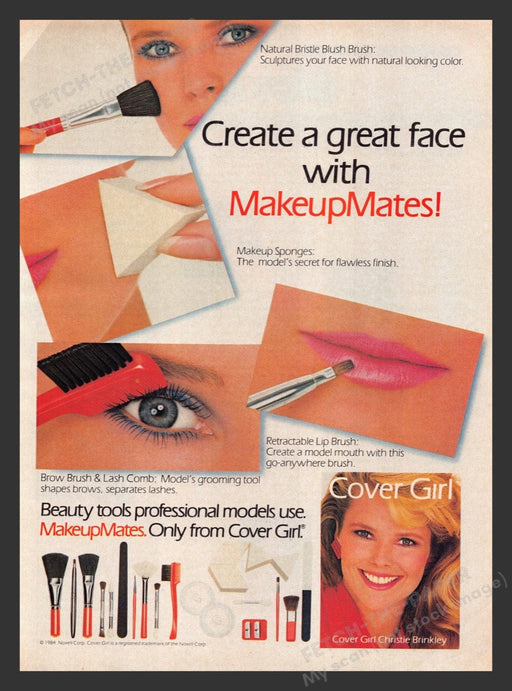 1984 Cover Girl MakeupMates Christie Brinkley Print Advertisement Ad