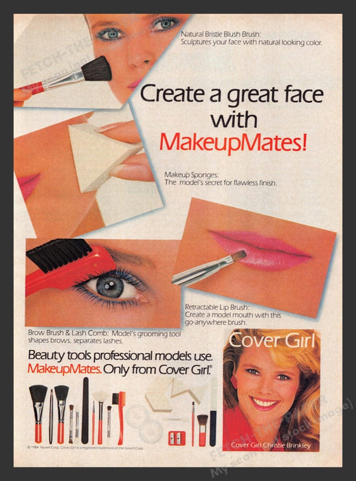 1984 Cover Girl MakeupMates Christie Brinkley Print Advertisement Ad