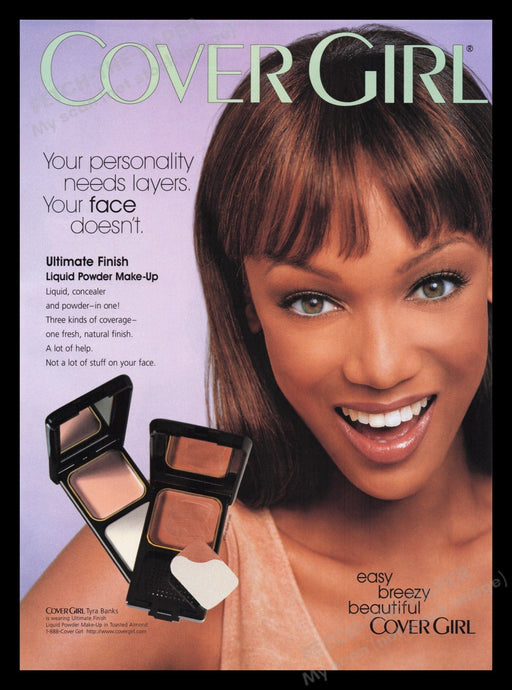 Cover Girl 1990s Print Advertisement Ad 1998 Tyra Banks Cosmetics Fetch the Paper!