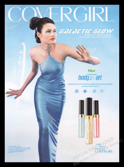 Cover Girl 1990s Print Advertisement Ad 1999 Cosmetics Galactic Body Art Fetch the Paper!