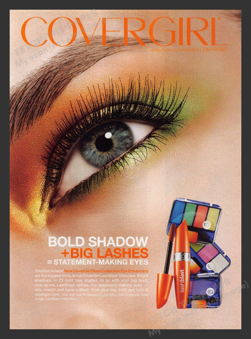 Cover Girl 2000s Print Advertisement 2008 Cosmetics Bold Shadows Blast Fetch the Paper!