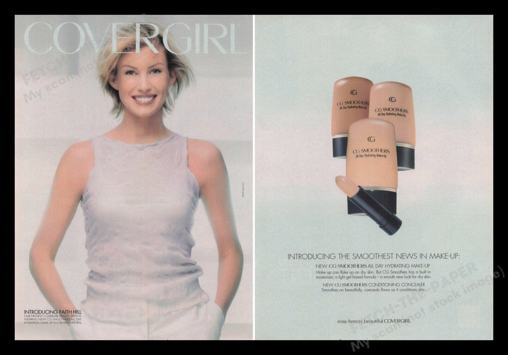 Cover Girl Smoothers Faith Hill Singer 2000s Print Advertisement (2 pages) 2000 Fetch the Paper!