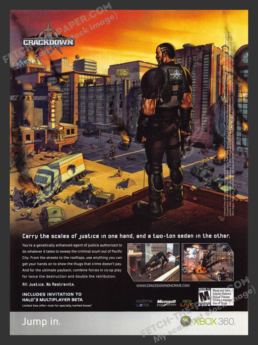 2007 Print Advertisement Crackdown Video Game Ad.