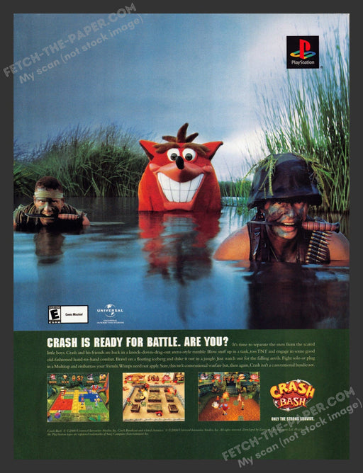 2000 Crash Bandicoot Bash Battle Water Jungle Video Game Print Advertisement.